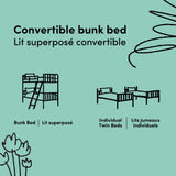 Caribou twin over twin bunk bed line drawing of conversions
