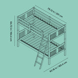 Caribou twin over twin bunk bed line drawing with dimensions