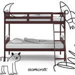longhorn espresso twin over twin bunk bed with black doodles overlaid on image