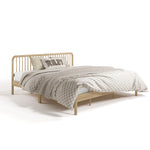 porto natural king bed with bedding angle view