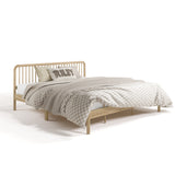 porto natural king bed with bedding angle view
