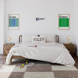 2 Santos hazelnut 2 drawer nightstands in kids bedroom with bed in middle