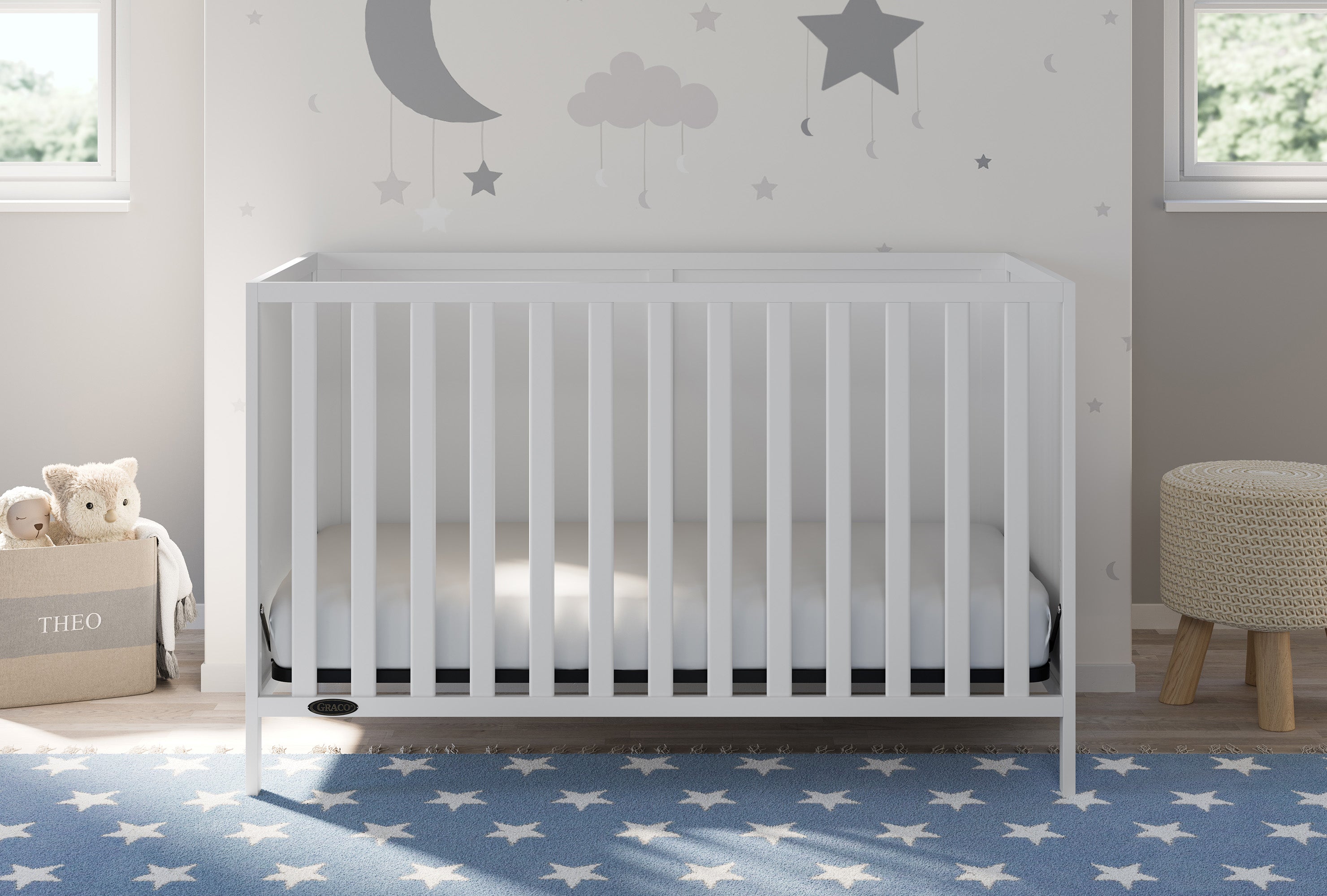 White crib in nursery