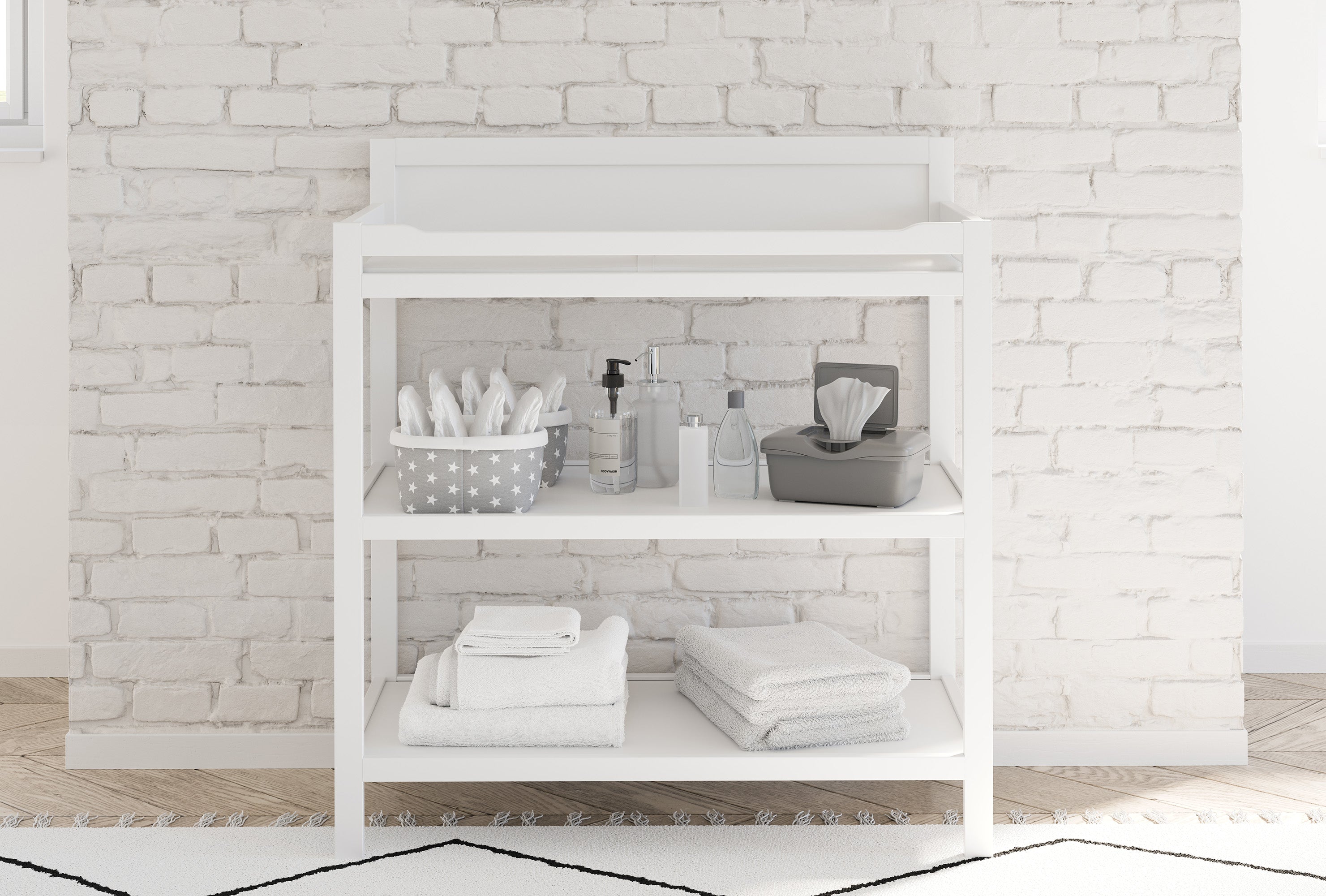 white changing table in nursery
