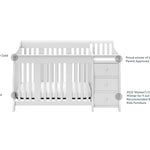 White crib and changer with award graphic