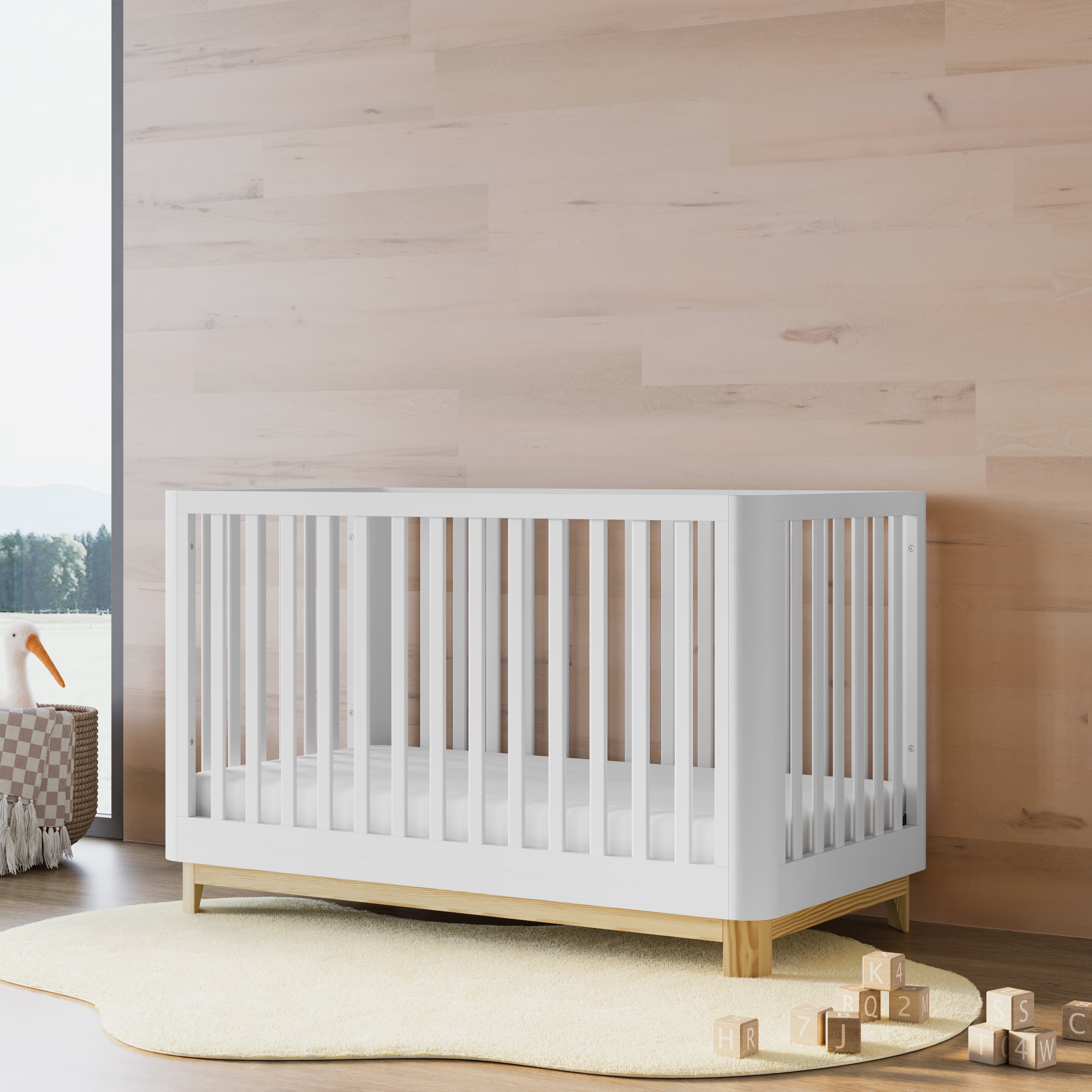 Santos white with natural crib in a nursery